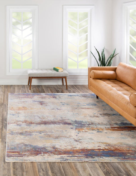 Multicolor 7' 10 x 7' 10 Deepa Square Area Rug 100% Polyester Colorful Modern Contemporary Carpet for Home Decorating Living, Dining, Office & Bedrooms for Sale at Rug Engine