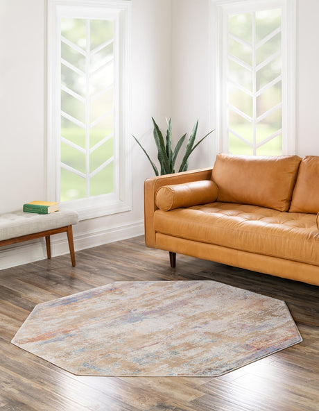 Multicolor 7' 10 x 7' 10 Deepa Octagon Area Rug 100% Polyester Colorful Modern Contemporary Carpet for Home Decorating Living, Dining, Office & Bedrooms for Sale at Rug Engine