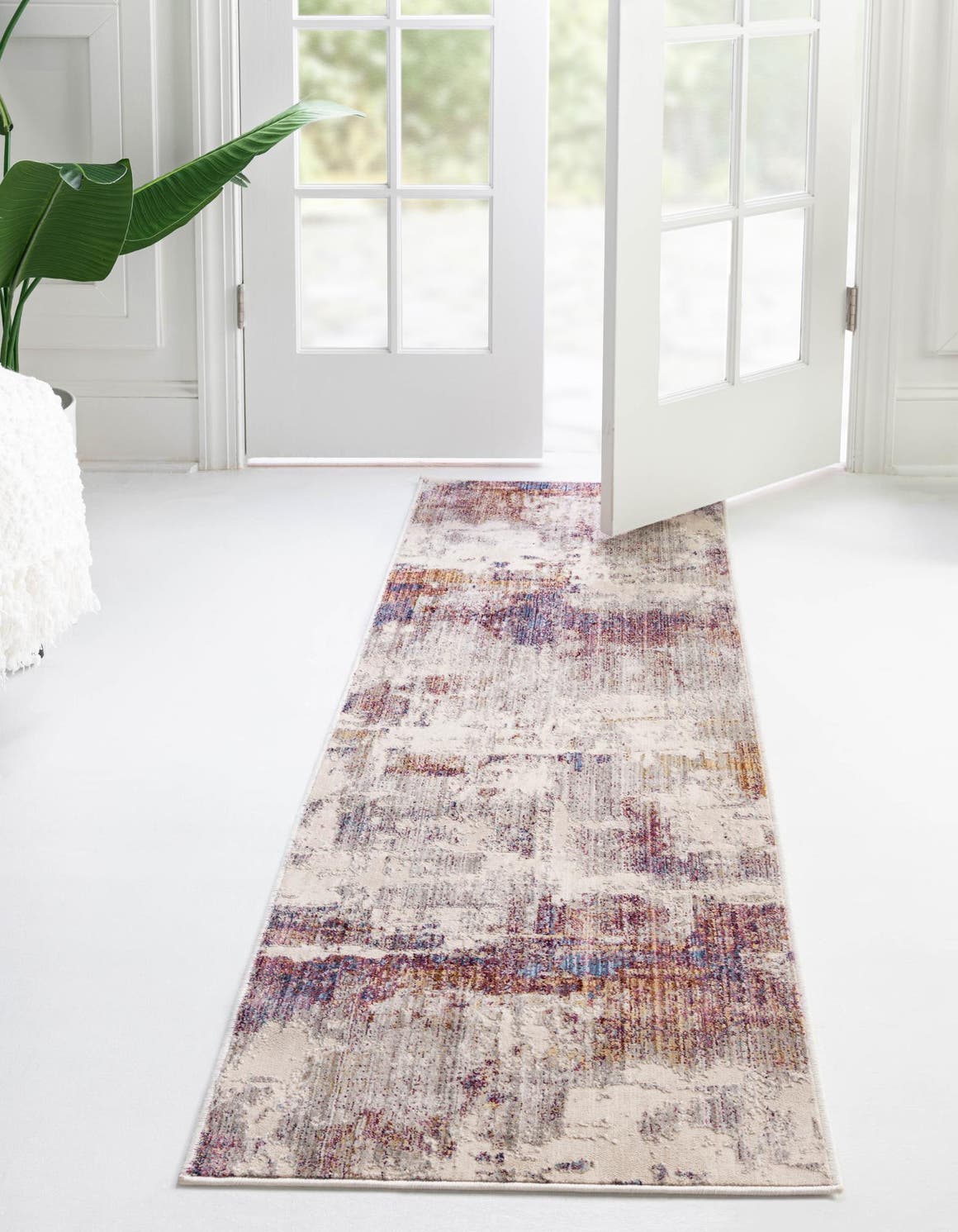 Multicolor 2' 6 x 12' Deepa Runner Area Rug 100% Polyester Colorful Modern Contemporary Carpet for Home Decorating Living, Dining, Office & Bedrooms for Sale at Rug Engine