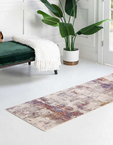 Multicolor 2' x 6' Deepa Runner Area Rug 100% Polyester Colorful Modern Contemporary Carpet for Home Decorating Living, Dining, Office & Bedrooms for Sale at Rug Engine