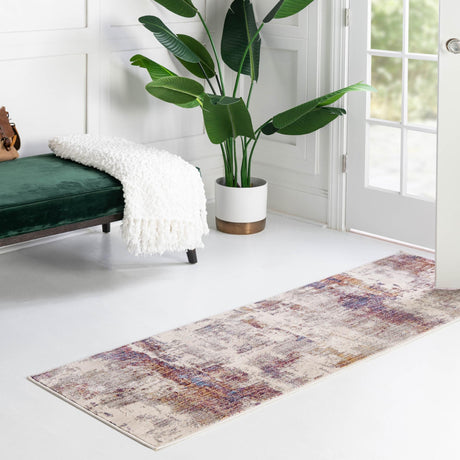 Multicolor 2' x 8' Deepa Runner Area Rug 100% Polyester Colorful Modern Contemporary Carpet for Home Decorating Living, Dining, Office & Bedrooms for Sale at Rug Engine