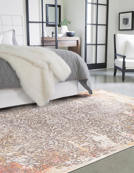 Gray 9' x 11' 7 Deepa Rectangle Area Rug 100% Polyester Colorful Modern Contemporary Carpet for Home Decorating Living, Dining, Office & Bedrooms for Sale at Rug Engine