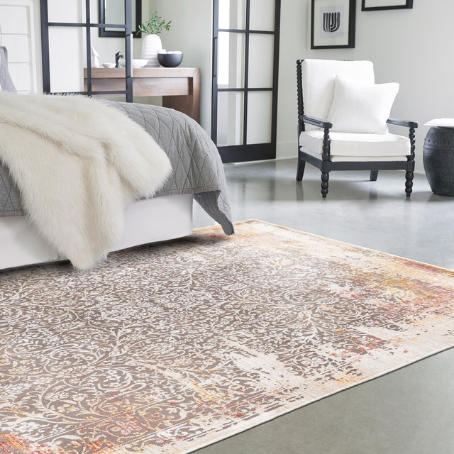 Gray 6' x 8' 9 Deepa Rectangle Area Rug 100% Polyester Colorful Modern Contemporary Carpet for Home Decorating Living, Dining, Office & Bedrooms for Sale at Rug Engine