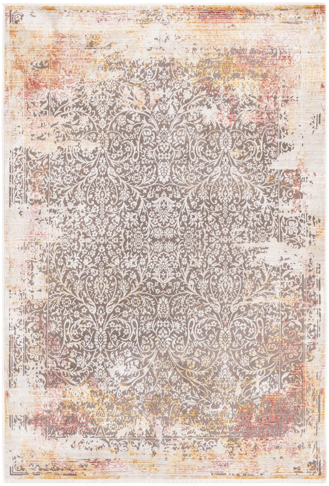 Gray 5' 3 x 7' 9 Deepa Rectangle Area Rug 100% Polyester Colorful Modern Contemporary Carpet for Home Decorating Living, Dining, Office & Bedrooms for Sale at Rug Engine