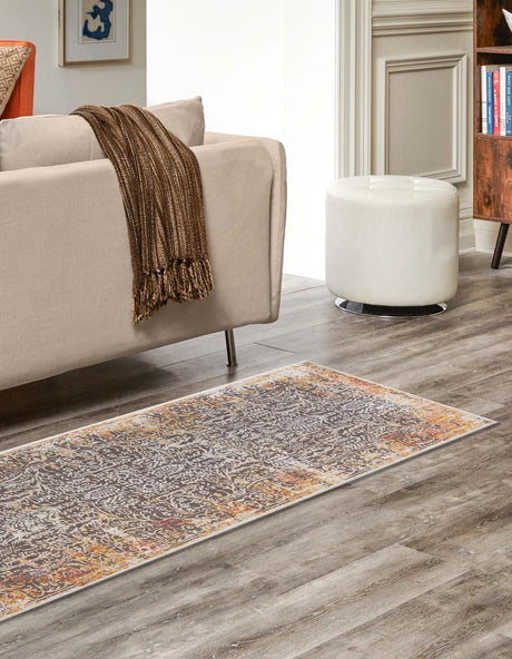 Gray 2' 6 x 12' Deepa Runner Area Rug 100% Polyester Colorful Modern Contemporary Carpet for Home Decorating Living, Dining, Office & Bedrooms for Sale at Rug Engine