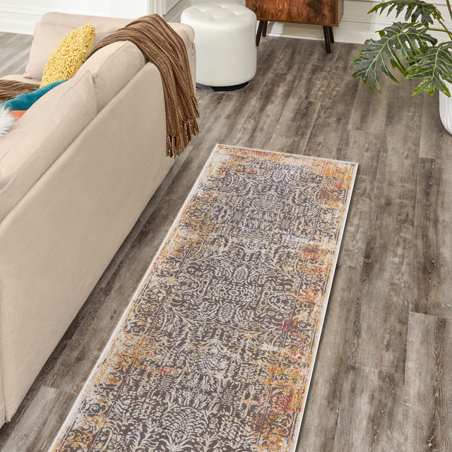 Gray 2' x 8' Deepa Runner Area Rug 100% Polyester Colorful Modern Contemporary Carpet for Home Decorating Living, Dining, Office & Bedrooms for Sale at Rug Engine