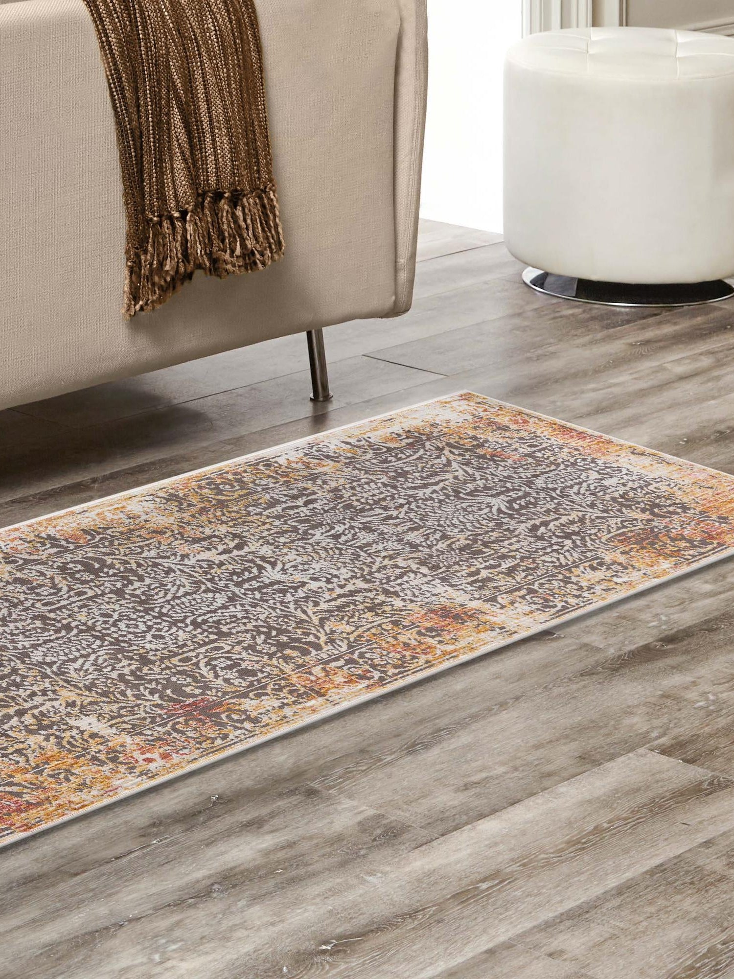 Gray 2' x 8' Deepa Runner Area Rug 100% Polyester Colorful Modern Contemporary Carpet for Home Decorating Living, Dining, Office & Bedrooms for Sale at Rug Engine