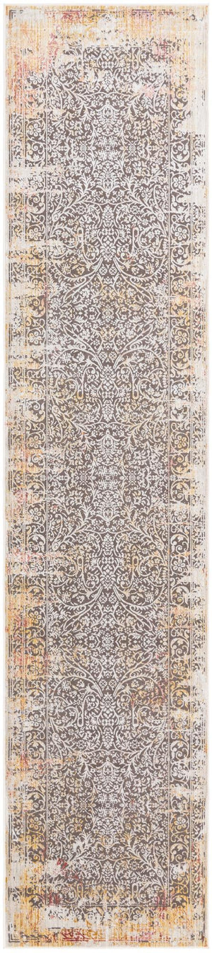 Gray 2' 6 x 12' Deepa Runner Area Rug 100% Polyester Colorful Modern Contemporary Carpet for Home Decorating Living, Dining, Office & Bedrooms for Sale at Rug Engine