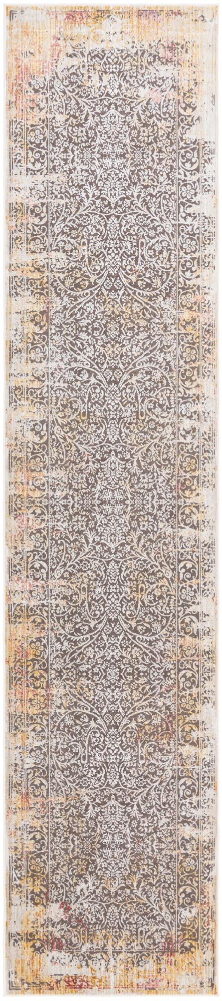 Gray 2' 6 x 12' Deepa Runner Area Rug 100% Polyester Colorful Modern Contemporary Carpet for Home Decorating Living, Dining, Office & Bedrooms for Sale at Rug Engine