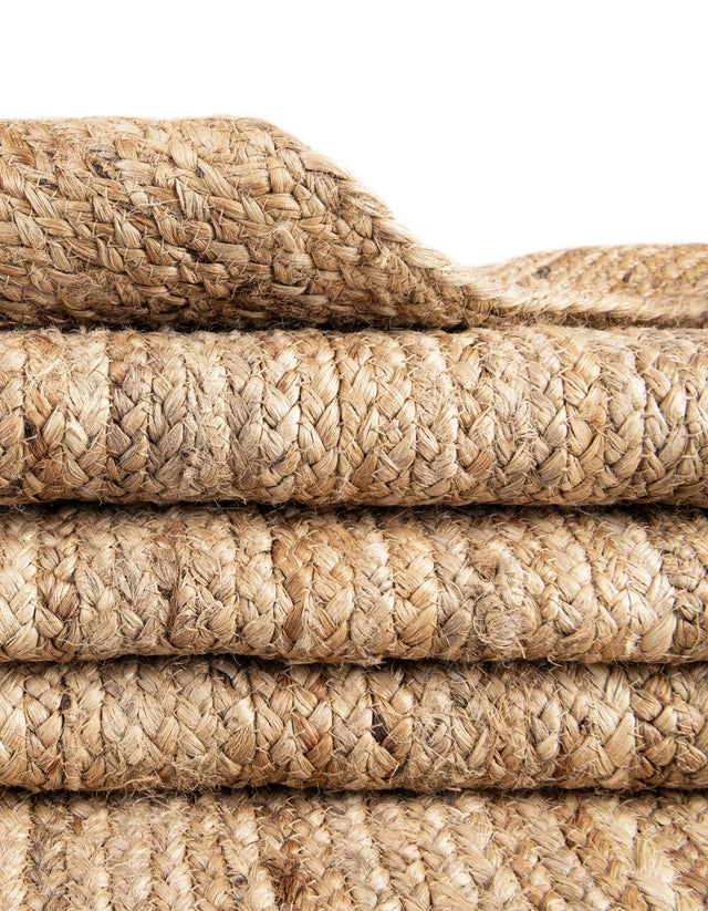 Natural 2' 2 x 4' Braided Jute Semicircle Hearth Rug