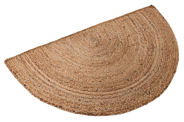 Natural 2' 2 x 4' Braided Jute Semicircle Hearth Rug
