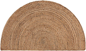 Natural 2' 2 x 4' Braided Jute Semicircle Hearth Rug