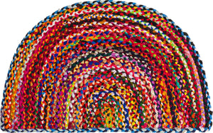 Multicolor 2' 2 x 4' Braided Chindi Semicircle Hearth Rug