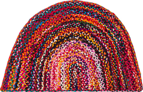 Multicolor 3' x 4' 1 Braided Chindi Semicircle Hearth Rug