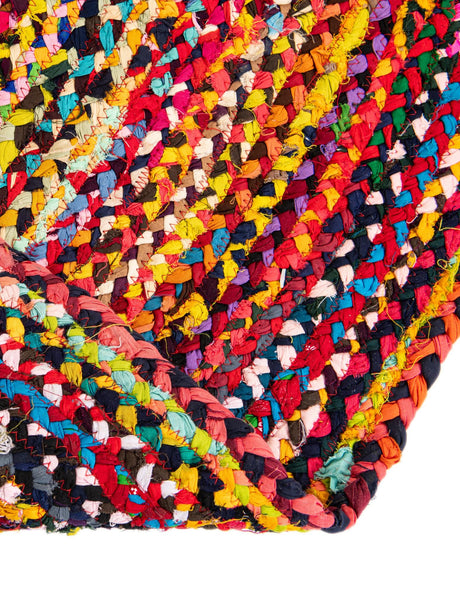 Multicolor 3' 1 x 6' 1 Braided Chindi Hearth Half-Round Semicircle Area Rug 100% Cotton Hand Braided Natural Eco-Friendly Boho Style Modern Carpet for Living Rooms Dining Office Dorm for Sale at Rug Engine