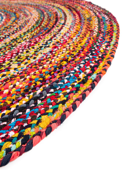 Multicolor 2' 2 x 3' 7 Braided Chindi Hearth Half-Round Semicircle Area Rug 100% Cotton Hand Braided Natural Eco-Friendly Boho Style Modern Carpet for Living Rooms Dining Office Dorm for Sale at Rug Engine