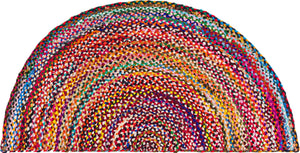 Multicolor 3' 1 x 6' 1 Braided Chindi Semicircle Hearth Rug