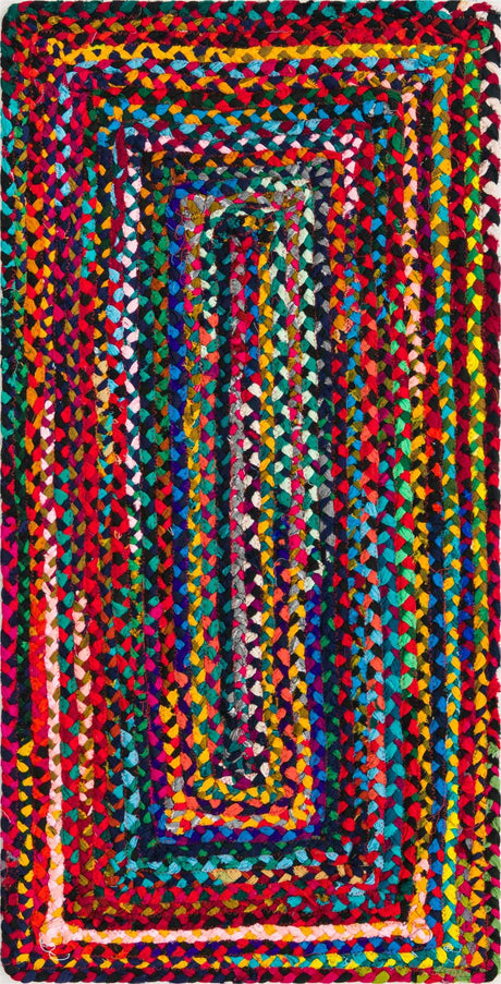 Multicolor 2' x 4' 1 Braided Chindi Runner Rug
