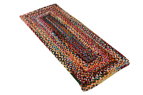 Multicolor 2' x 5' 1 Braided Chindi Runner Area Rug 100% Cotton Hand Braided Natural Eco-Friendly Boho Style Modern Carpet for Living Rooms Dining Office Dorm for Sale at Rug Engine