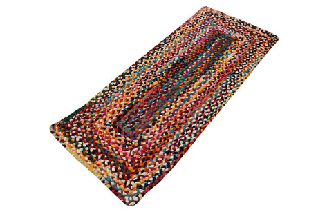 Multicolor 2' x 5' 1 Braided Chindi Runner Area Rug 100% Cotton Hand Braided Natural Eco-Friendly Boho Style Modern Carpet for Living Rooms Dining Office Dorm for Sale at Rug Engine
