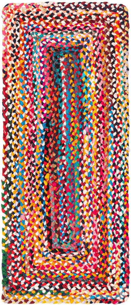 Multicolor 2' x 5' 1 Braided Chindi Runner Rug