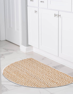 Natural 2' 2 x 4' Braided Jute Semicircle Hearth Rug