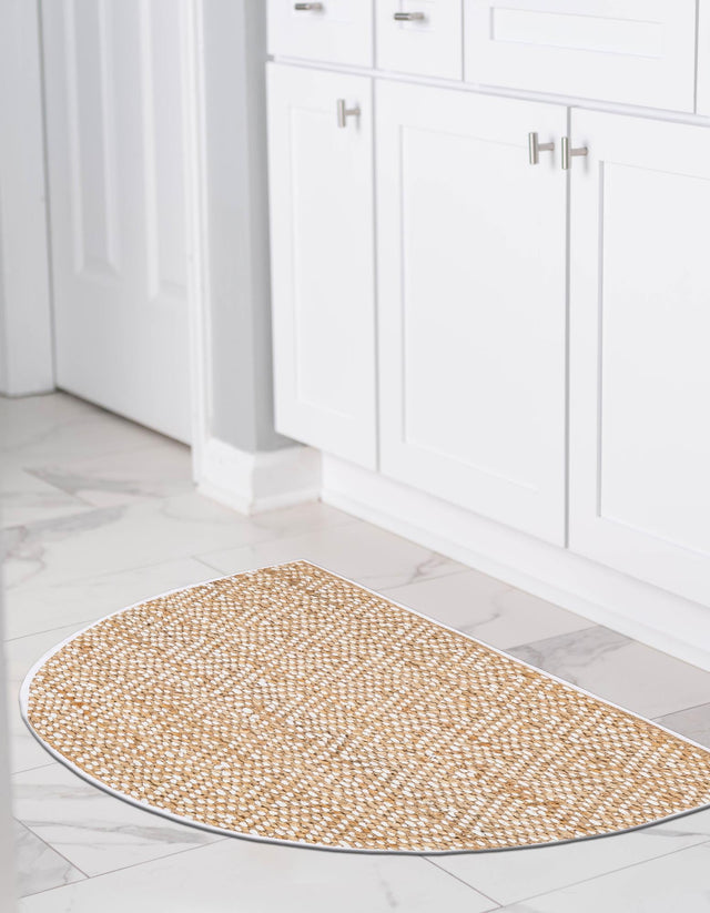Natural 2' 2 x 4' Braided Jute Semicircle Hearth Rug