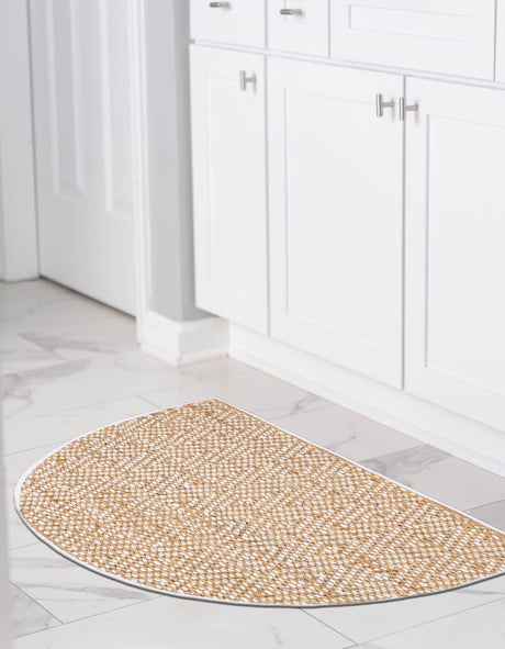 Natural 2' 7 x 4' Braided Jute Hearth Half-Round Semicircle Area Rug 100% Jute Hand Braided Natural Eco-Friendly Boho Style Carpet for Living Rooms Dining Office Space Dorms for Sale at Rug Engine