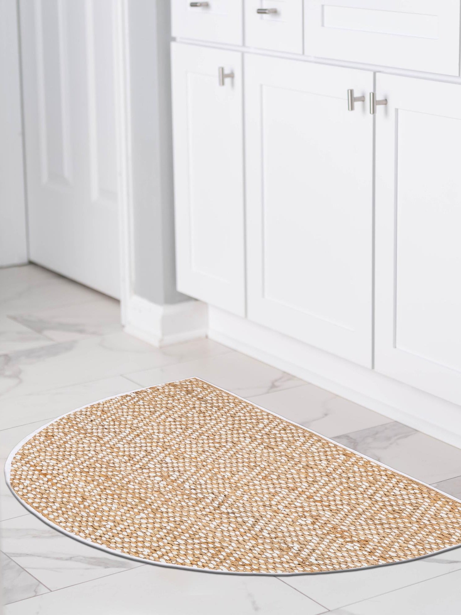 Natural 3' x 6' Braided Jute Hearth Half-Round Semicircle Area Rug 100% Jute Hand Braided Natural Eco-Friendly Boho Style Carpet for Living Rooms Dining Office Space Dorms for Sale at Rug Engine