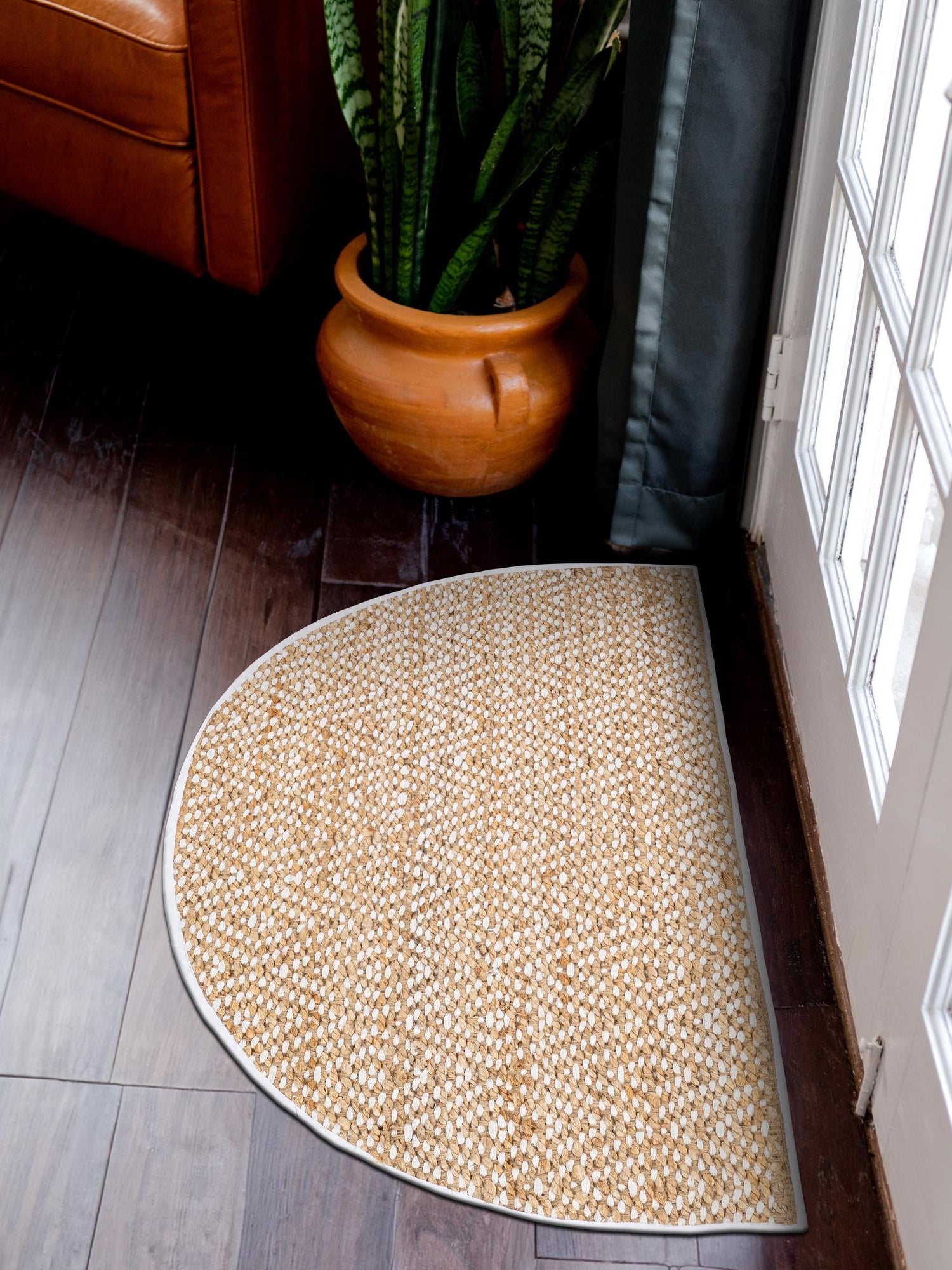 Natural 3' x 6' Braided Jute Hearth Half-Round Semicircle Area Rug 100% Jute Hand Braided Natural Eco-Friendly Boho Style Carpet for Living Rooms Dining Office Space Dorms for Sale at Rug Engine