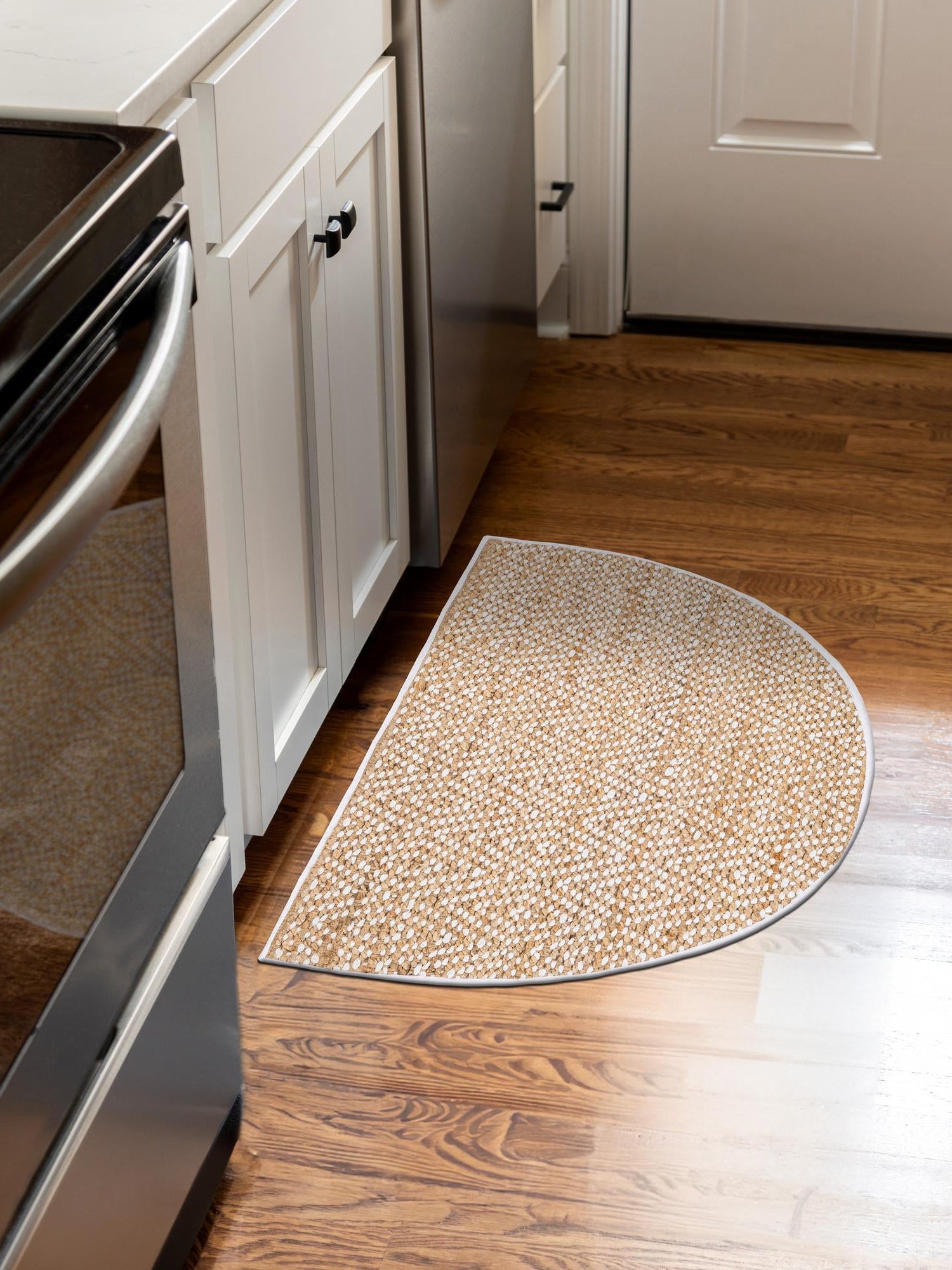 Natural 2' 7 x 4' Braided Jute Hearth Half-Round Semicircle Area Rug 100% Jute Hand Braided Natural Eco-Friendly Boho Style Carpet for Living Rooms Dining Office Space Dorms for Sale at Rug Engine