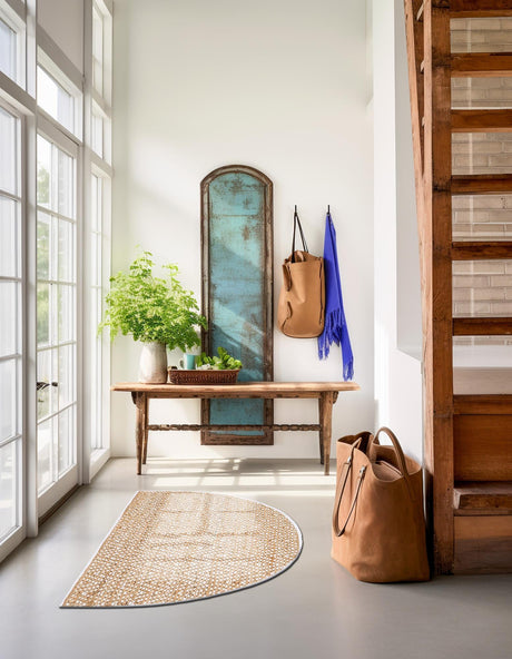 Natural 3' x 6' Braided Jute Hearth Half-Round Semicircle Area Rug 100% Jute Hand Braided Natural Eco-Friendly Boho Style Carpet for Living Rooms Dining Office Space Dorms for Sale at Rug Engine