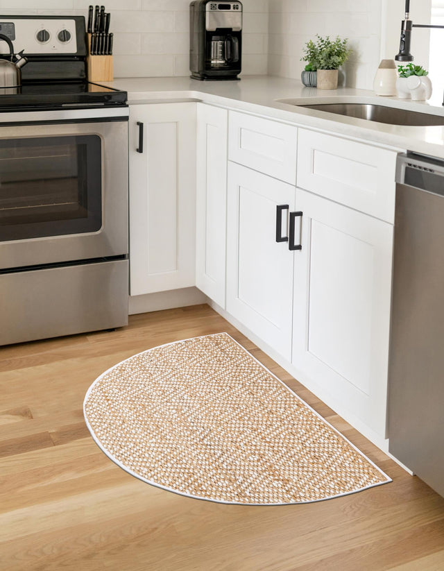 Natural 3' x 6' Braided Jute Semicircle Hearth Rug