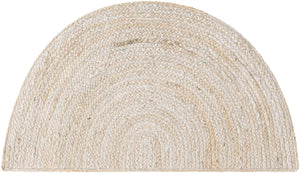 White 2' 2 x 4' Braided Jute Semicircle Hearth Rug