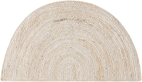 White 2' 2 x 4' Braided Jute Semicircle Hearth Rug