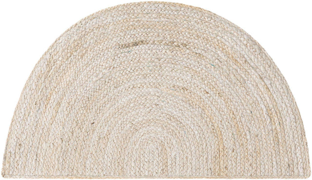 White 2' 2 x 4' Braided Jute Semicircle Hearth Rug