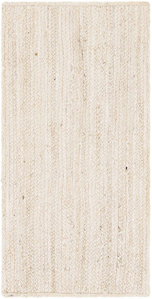 White 2' x 4' 1 Braided Jute Runner Rug