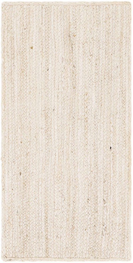 White 2' x 4' 1 Braided Jute Runner Rug