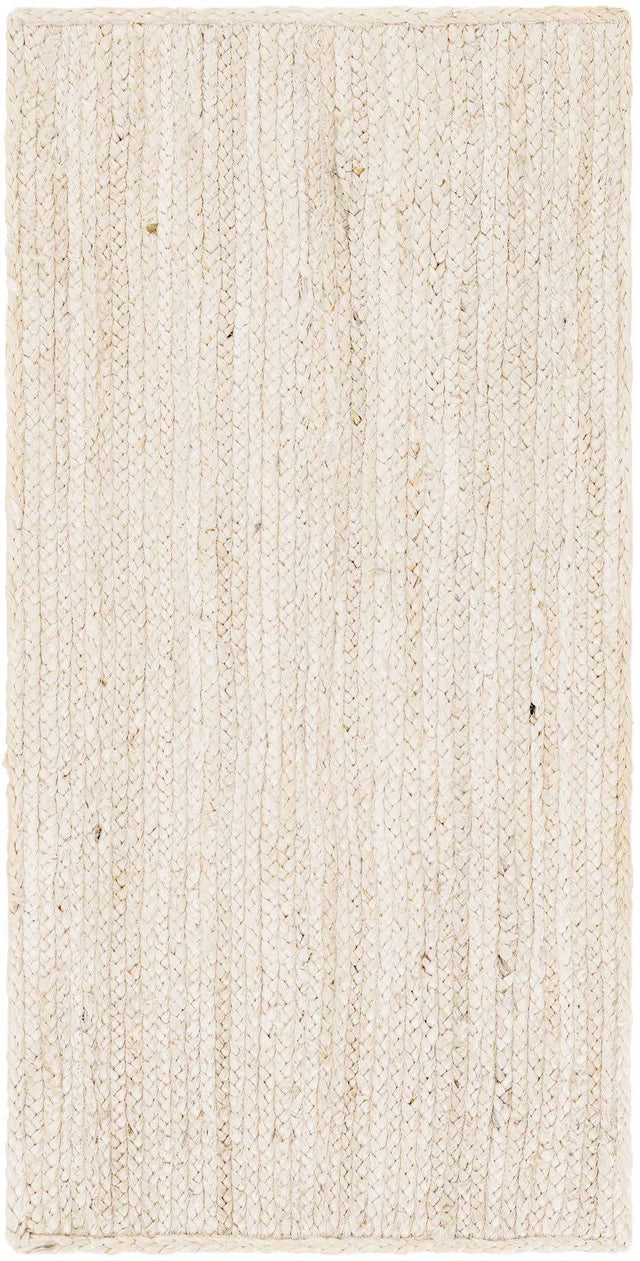 White 2' x 4' 1 Braided Jute Runner Rug