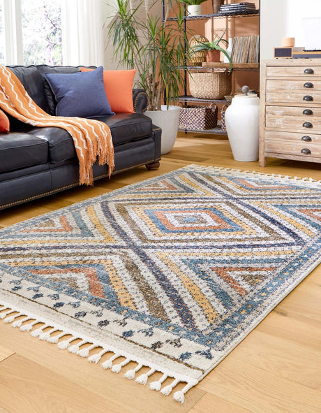 Blue 8' x 10' Aramis Rectangle Area Rug Polypropylene With Cotton Backing Easy Clean Living Room Bedroom Dining Office Carpet for Sale at Rug Engine