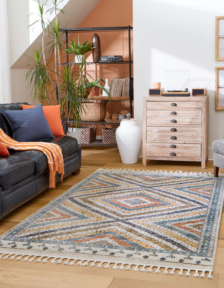 Blue 9' x 12' Aramis Rectangle Area Rug Polypropylene With Cotton Backing Easy Clean Living Room Bedroom Dining Office Carpet for Sale at Rug Engine