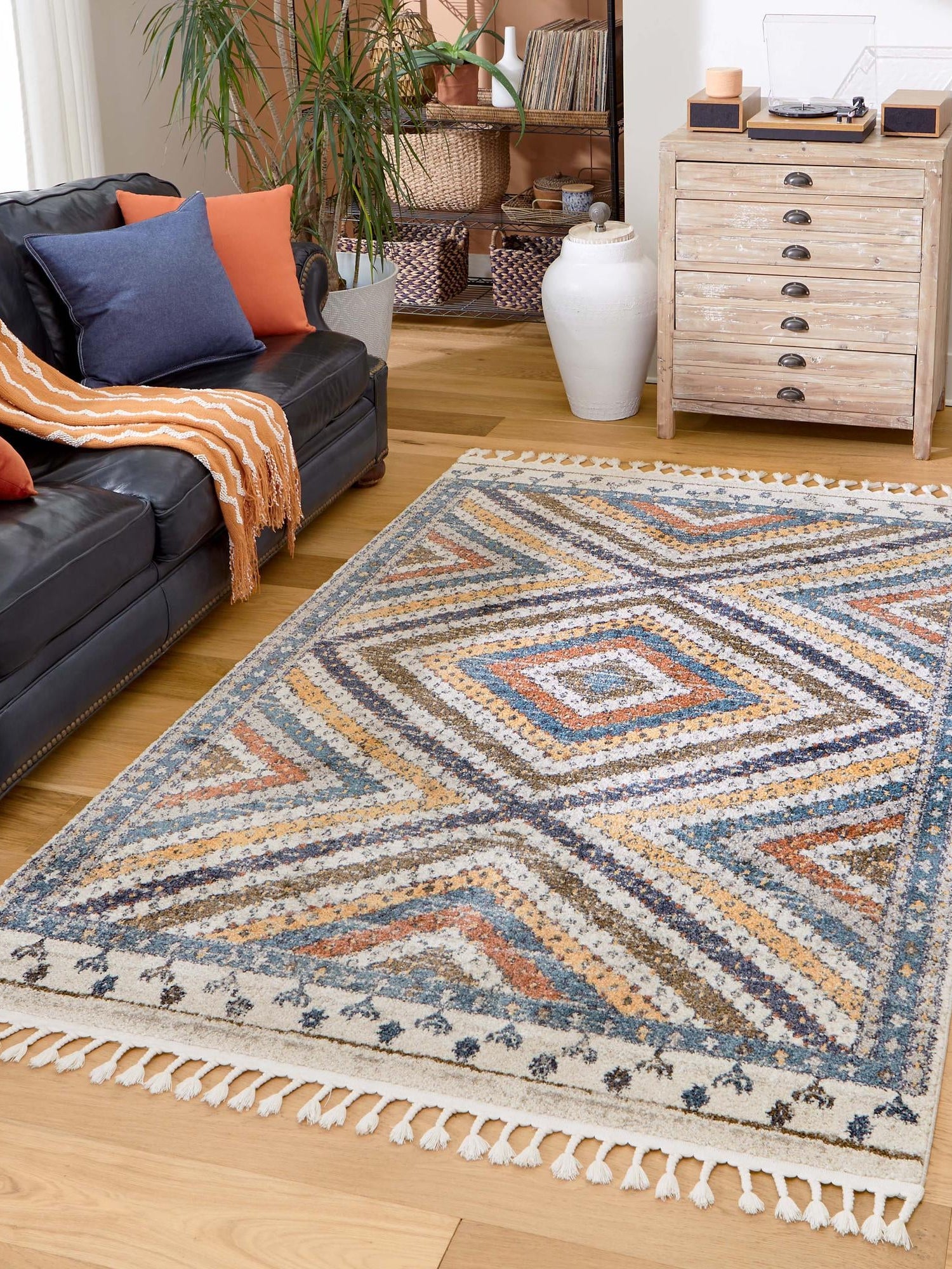 Blue 7' 1 x 10' Aramis Rectangle Area Rug Polypropylene With Cotton Backing Easy Clean Living Room Bedroom Dining Office Carpet for Sale at Rug Engine