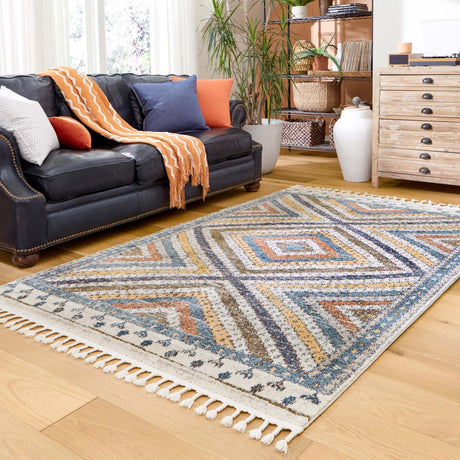 Blue 3' 3 x 5' 3 Aramis Rectangle Area Rug Polypropylene With Cotton Backing Easy Clean Living Room Bedroom Dining Office Carpet for Sale at Rug Engine