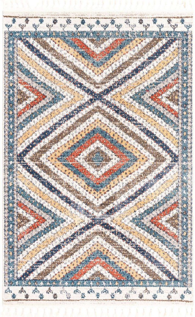 Blue 5' 3 x 8' Aramis Rectangle Area Rug Polypropylene With Cotton Backing Easy Clean Living Room Bedroom Dining Office Carpet for Sale at Rug Engine