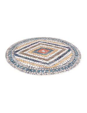 Blue 3' 3 x 3' 3 Aramis Round Area Rug Polypropylene With Cotton Backing Easy Clean Living Room Bedroom Dining Office Carpet for Sale at Rug Engine