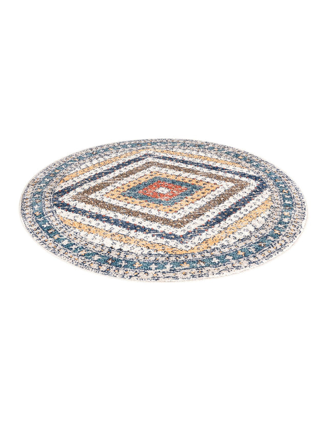 Blue 3' 3 x 3' 3 Aramis Round Area Rug Polypropylene With Cotton Backing Easy Clean Living Room Bedroom Dining Office Carpet for Sale at Rug Engine