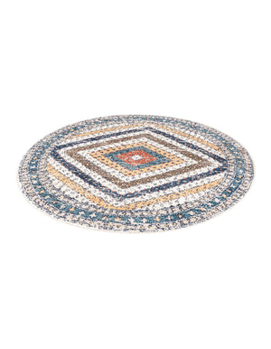 Blue 3' 3 x 3' 3 Aramis Round Area Rug Polypropylene With Cotton Backing Easy Clean Living Room Bedroom Dining Office Carpet for Sale at Rug Engine