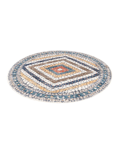 Blue 3' 3 x 3' 3 Aramis Round Area Rug Polypropylene With Cotton Backing Easy Clean Living Room Bedroom Dining Office Carpet for Sale at Rug Engine
