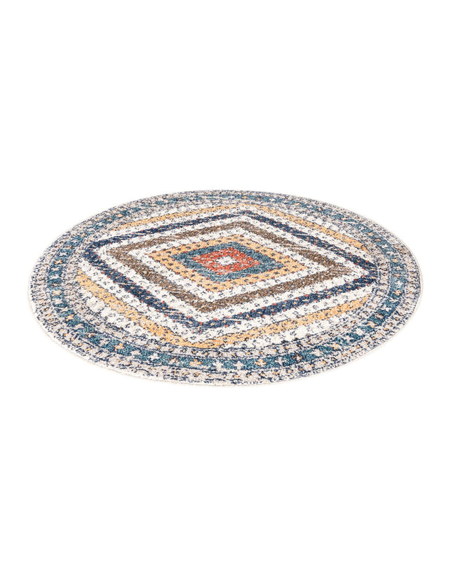 Blue 3' 3 x 3' 3 Aramis Round Area Rug Polypropylene With Cotton Backing Easy Clean Living Room Bedroom Dining Office Carpet for Sale at Rug Engine