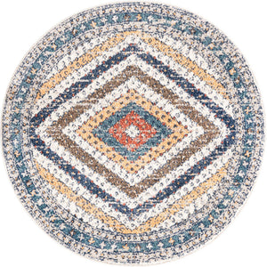 Blue 3' 3 x 3' 3 Aramis Round Area Rug Polypropylene With Cotton Backing Easy Clean Living Room Bedroom Dining Office Carpet for Sale at Rug Engine